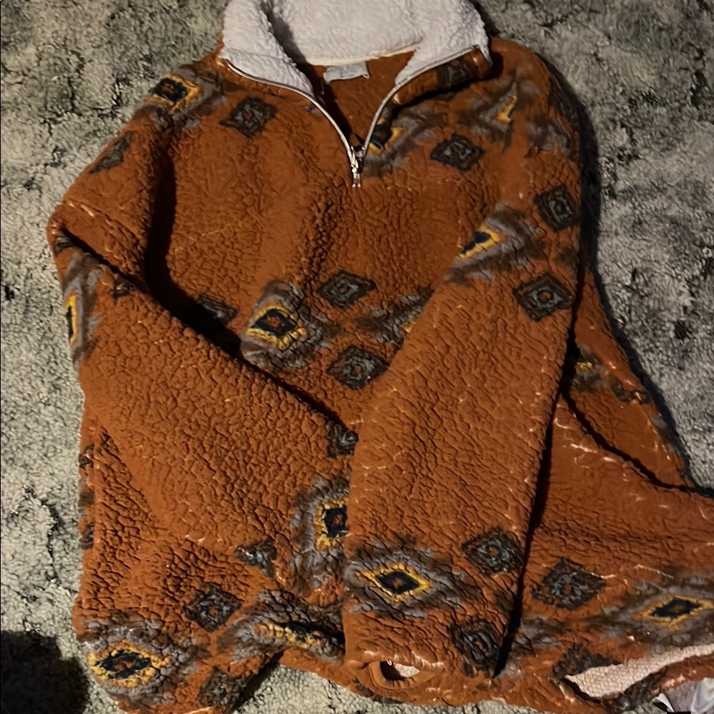 Cozy Aztec Pattern Sherpa Pullover
